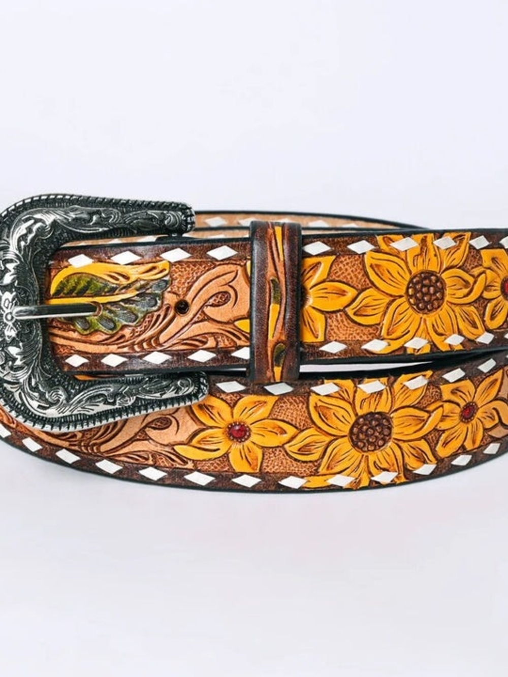 American DarlingHand-Tooled Leather Sunflower Belt Brand New Size 36